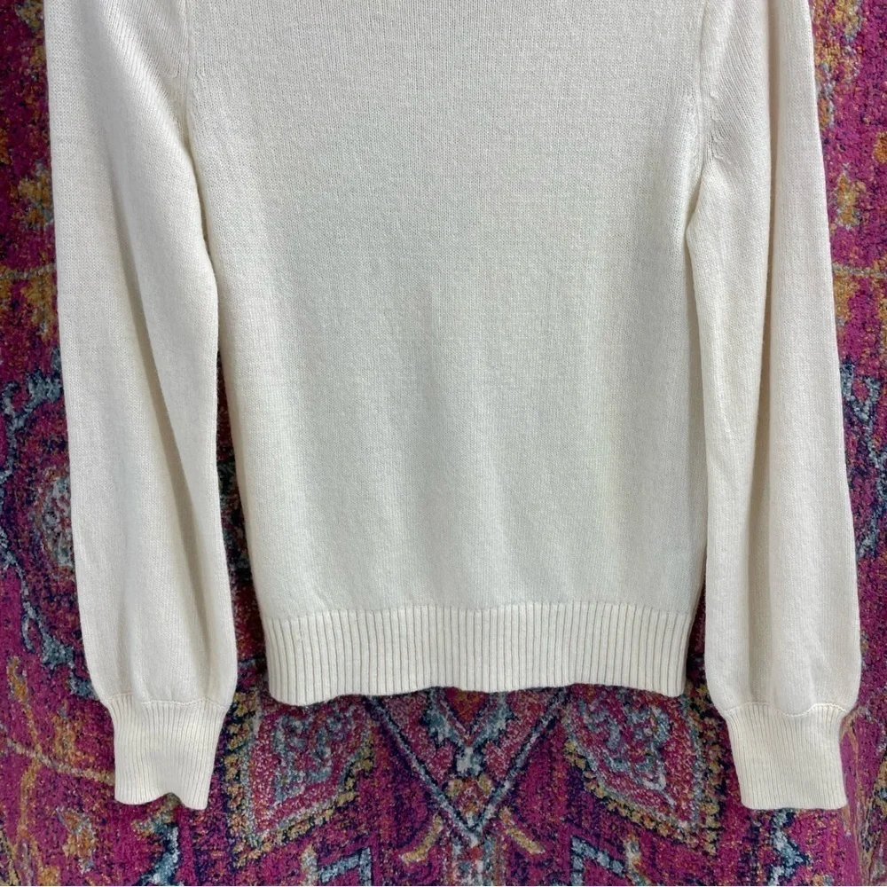 J. CREW Crewneck Long Sleeve Lambs Wool Jeweled Button Sweater